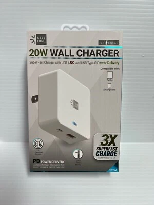 Ultra Fast 20W Charge USB-A  & USB Type  C  Wall Charger  Power Delivery - Image 1 of 4