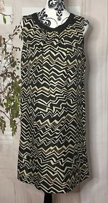 Fenn Wright Manson Brown Mix Sleeveless Shift  Dress Size 14 Evening Wedding  - Image 1 of 4