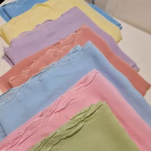 Plain Sheer Crepe Chiffon 2 Side Scallop Edging Dress Craft Fabric 44" By Meter - Picture 1 of 16