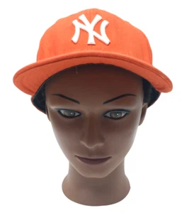 New Era New York Yankees 59FIFTY Orange Cap Hat Fitted Size 7 5/8 - Imagen 1 de 7