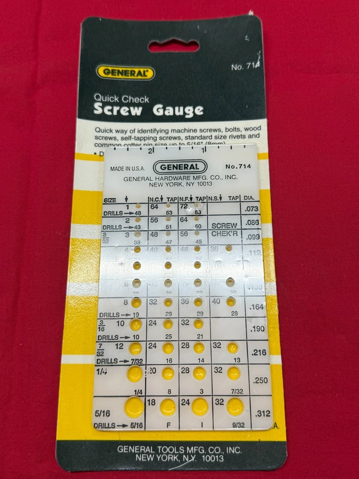 Herramientas Generales Nº Medidor de tornillos 714 - Stock vintage Foto 1 de 4