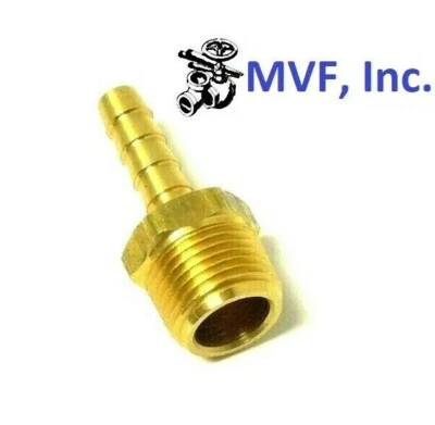 Hose Barb for 1/4" ID Hose X 3/8" Male NPT Hex Body Brass Fuel Fitting 201A-4C - Image 1 of 4