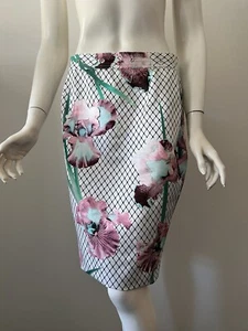 Neu mit Etikett Fleur du Mal mehrfarbig türkis irisch bedruckt Baumwolle Seide Bleistiftrock Größe 8 - Bild 1 von 7