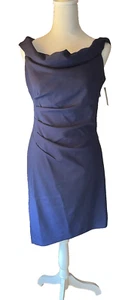 MILLY Navy Ally Off- Shoulder Cady Dress Size 6 - Picture 1 of 13