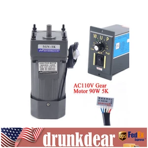110V 90W AC Getriebemotor Elektrisch Variabler Drehzahlregler Stark 270RPM/Min 1:5 - Bild 1 von 11