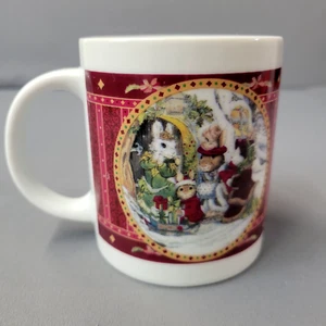 Vintage viktorianischer Kaninchen Becher Weihnachten Feiertage Keramikgriff 3,75" T Giftco - Bild 1 von 14
