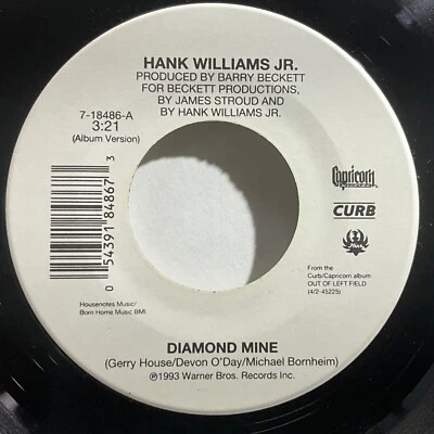 Hank Williams Jr, Diamond Mine / Dirty Mind, 7" 45rpm Vinyl NM - Image 1 of 2