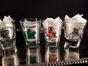 *NEU*HUMORVOLL*4ER SET*SCHNAPSGLÄSER*KLARER DICKER BODENBODEN*FLORIDA- LOUISIANA* - Bild 1 von 10