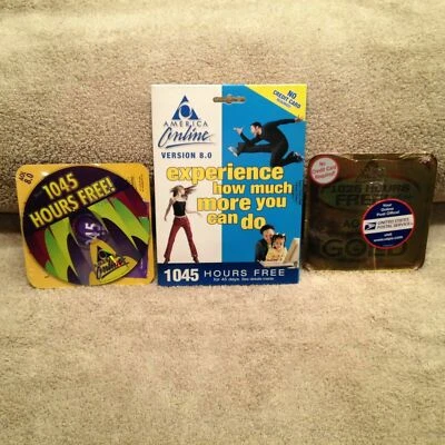 3 VINTAGE America Online CD's - Version AOL 8.0, AOL Version 8.0, AOL 7.0 GOLD  - Image 1 of 2