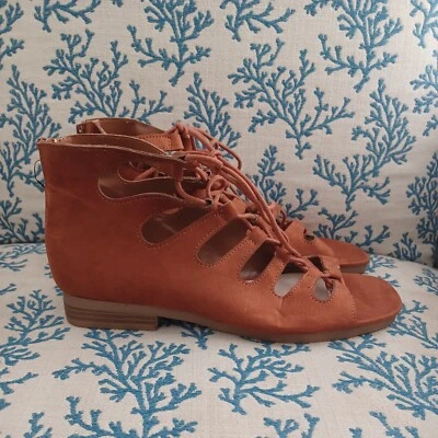 Sandalias Forever 21 para mujer talla 9 planas marrón gamuza con cordones punta abierta nuevas sin etiquetas Foto 1 de 4