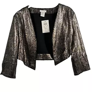 Cache Womens Jacket Bolero M/L Metallic Snake Skin 3/4 Sleeves Lined Cropped NWT - Picture 1 of 10