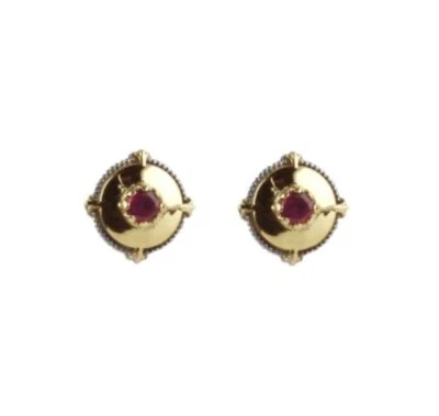 18kt New Rare sterling silver Konstantino Garnet Artemis  Button stud Earrings - Image 1 of 4