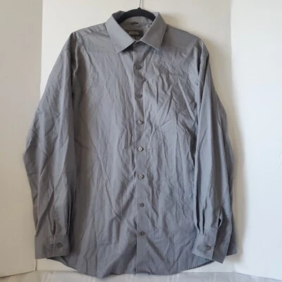 Рубашка на пуговицах мужская Kenneth Cole Reaction серая в тонкую полоску размер XL 17 (34-35) - Изображение 1 из 4