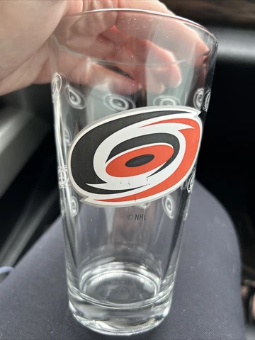 Carolina Hurricanes Glass 16 Oz Pint Glass Tumbler Large Color Logo Small Logos Cover
