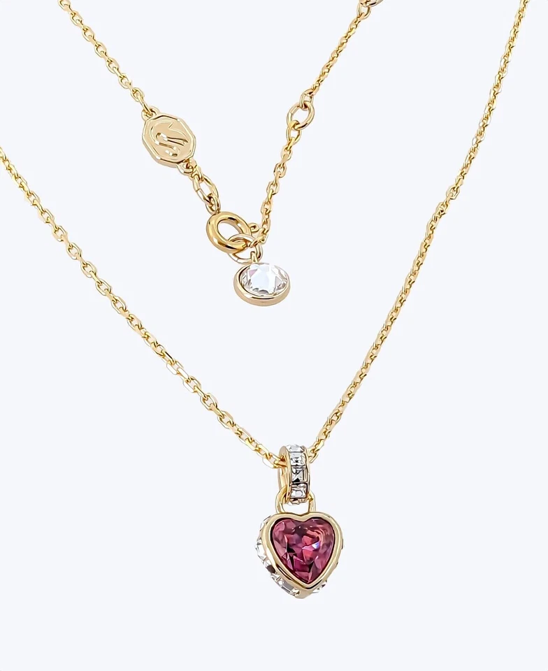 100 SWAROVSKI Brand 5648750 Red Heart Crystal Pendant Stilla Gold Necklace