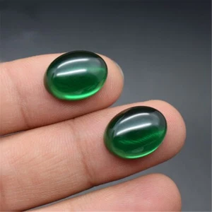 AAA Verde Esmeralda Ovalado Espalda Plana Cabujón Sintético Nano Piedras Preciosas Sueltas Tamaño - Imagen 1 de 24