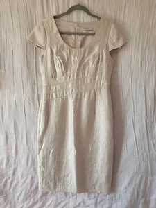 Gina Bacconi Womens Cream Polyester Pencil Dress Size 12 Round Neck - Picture 1 of 8
