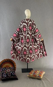 Uzbek ikat chapan/Cotton jacket/Boho ikat coat/Ethnic abaya cape/Tribal kimono - Picture 1 of 9