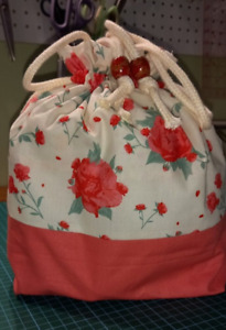 Handmade Cotton Drawstring Bag Very Pretty Cotton With Cord And Beads Drawstring