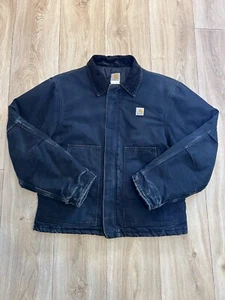 Vintage 90s Carhartt J02 BLK Black Arctic Quilt-Lined Distressed Jacket Large - Bild 1 von 21