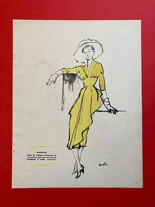 Dessin de mode Louis Moles 1949 vintage fashion été illustration retro - Picture 1 of 4