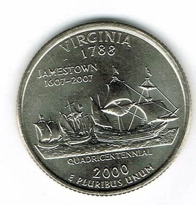 2000-P Philadelphia Brilliant Uncirculated Virginia 10TH State Quarter Coin! - Picture 1 of 2