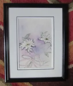 ORIGINAL INK & WATERCOLOR FLORAL PAINTING NEBRASKA ARTIST ARLINE NELSON NICE! - Picture 1 of 10