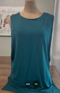 HELMUT LANG Women’s Sz P/XS Faint Jersey Sleeveless Top in Siphon Teal MSRP $265 - Picture 1 of 8
