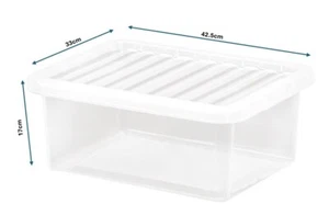Caja de estante de almacenamiento de plástico Wham de 5 x 17L contenedor apilable tapa de clip seguro - Imagen 1 de 7