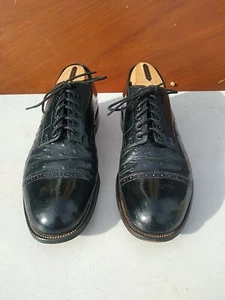 Stacy Adams Vintage Cap-toe Men’s Shoes Black Leather Round Toe Size 7.5 D US - Picture 1 of 7