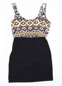 Rare Womens Black Cotton Blend Bodycon Size 10 - Picture 1 of 12