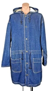 Vintage 90s Petroleum Jean Wear Barn Trench Rave Denim Jacket Streetwear EDM XL - Bild 1 von 7