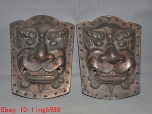 China Antike Bronze Feng Shui Tier Löwenkopf Statue Türschnalle Türriegel - Bild 1 von 11