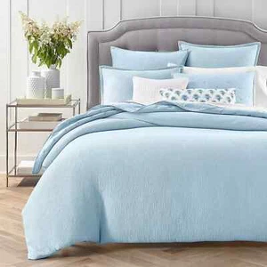SKY TEXTURED MATELASSE 3 PCS FULL/QUEEN COMFORTER COVER COLOR BLUE NEW - Picture 1 of 7