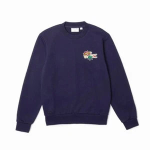 size XXL - Lacoste Holiday Badge Organic Cotton Sweatshirt Navy Blue - Picture 1 of 4