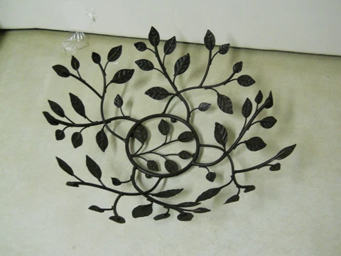 Leaf Design Black Wire Basket Fruit Bread Bowl Decor 13" Cover