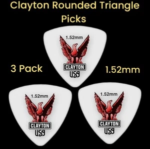 3 Pack of Clayton Acetal Rounded Triangle Picks 1.52mm - Picture 1 of 4