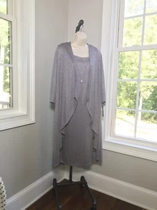 R & M Richard’s Dusty Silver Mother Of Bride Gown Dress - Women’s 18W NWT! - Picture 1 of 11