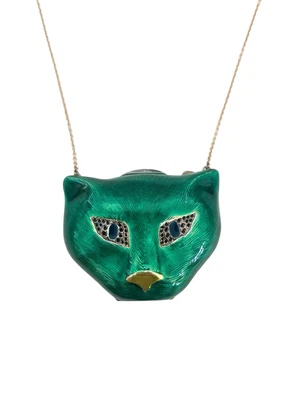 Collar Gucci Garden Cat Minaudière Oro 18k Plata de Ley Esmalte 750 y 925 Foto 1 de 4