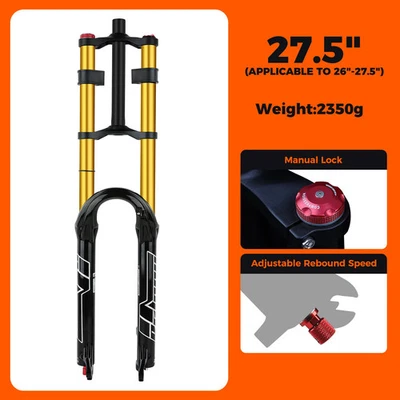 Horquilla neumática doble corona para bicicleta 27,5 29 pulgadas MTB suspensión neumática horquilla de liberación rápida Foto 1 de 4