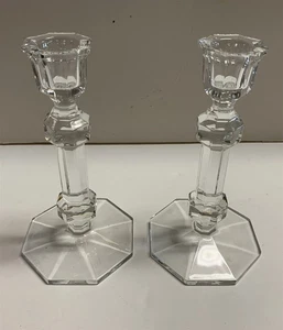 Unknown Crystal Candleholders 6 in Unreadable Mark - Picture 1 of 3