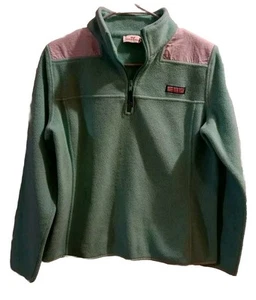 Vineyard Vines Fleece Jacket Woman  Size Small Teal Blue 1/4 Zip Pullover Logo - Picture 1 of 14