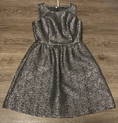 Frenchi Silver Brocade Holiday Whimsy Goth NYE 闪亮连衣裙 尺寸 3 — 第 1/4 张图片