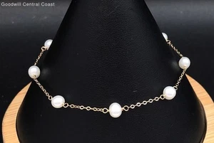 14K Gold Pearl Station Bracelet - Picture 1 of 6