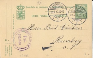 Luxemburg 1917 Differdange zu Naumburg Deutschland Reich TRIER Zensur HDS #28 - Bild 1 von 2