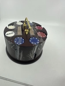 Vintage Poker Chip Caddy Wood Carousel 200 chips Authentic Casino Cards - Picture 1 of 3