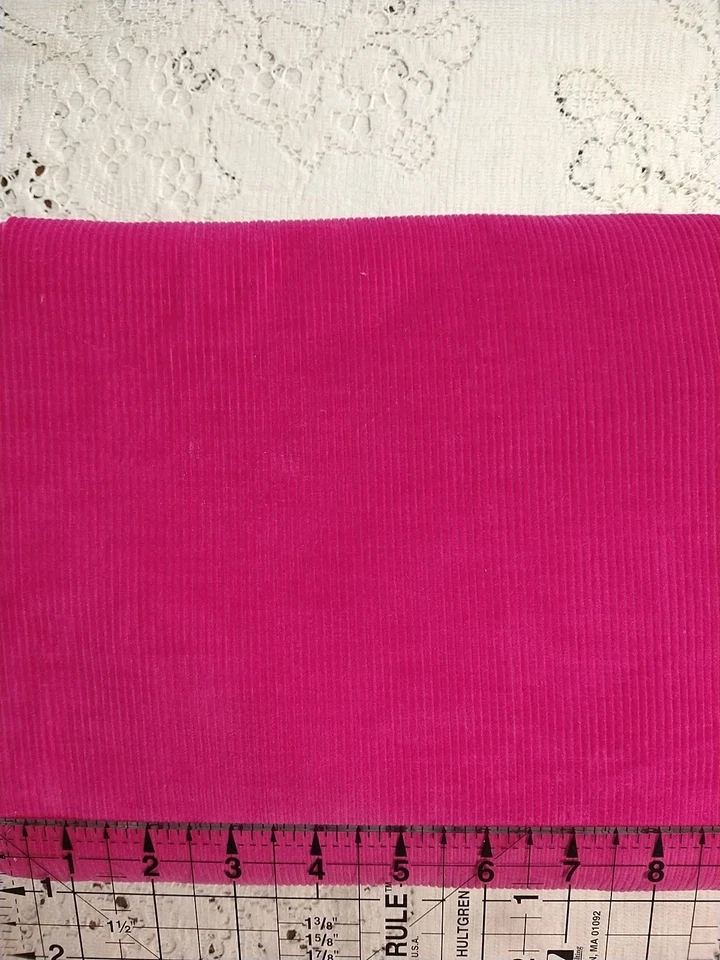 Hot Pink Cotton Corduroy Fabric 14" PLUS Large Tails x 45" Wide Cut Continuous - Image 1 of 4