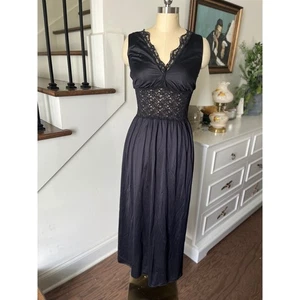 Vintage Black Lace Maxi Dress Dark Witchy Soft Alt Lingerie Slip Gown Sz M? - Picture 1 of 4