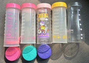 Vintage Lot Of 4 Playtex Drop In 8 Oz  Baby Bottles Incl Push Up Animal Cat Car - Picture 1 of 2