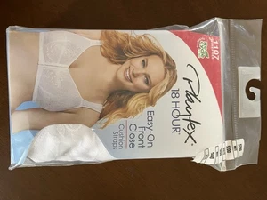 Playtex 18 Hour Easy-On Front Close Wireless White Bra 52DD Cushion Straps ~NEW~ - Picture 1 of 4